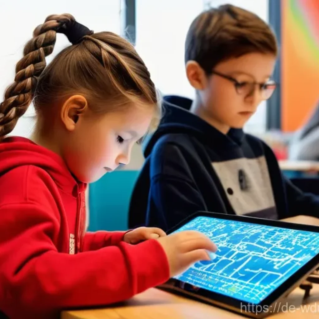 전인적 교육 접근과 STEM 교육의 융합 - **STEAM Innovation Workshop:**
A vibrant, sunlit modern workshop filled with German children age...