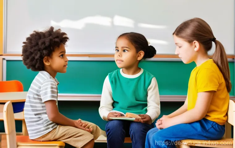 전인적 교육 접근의 심리적 측면 - **Prompt:** "A diverse group of elementary school children, aged 6-10, in a bright, inviting classro...